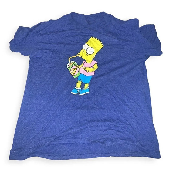 Bart Simpson T Shirt Adult XLarge Blue The Simpsons Sour Slurpee Short Sleeve - Picture 1 of 2